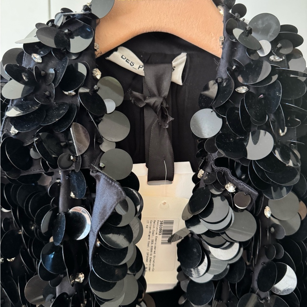 Black Sequin Trench Coat - Picture 2 of 10